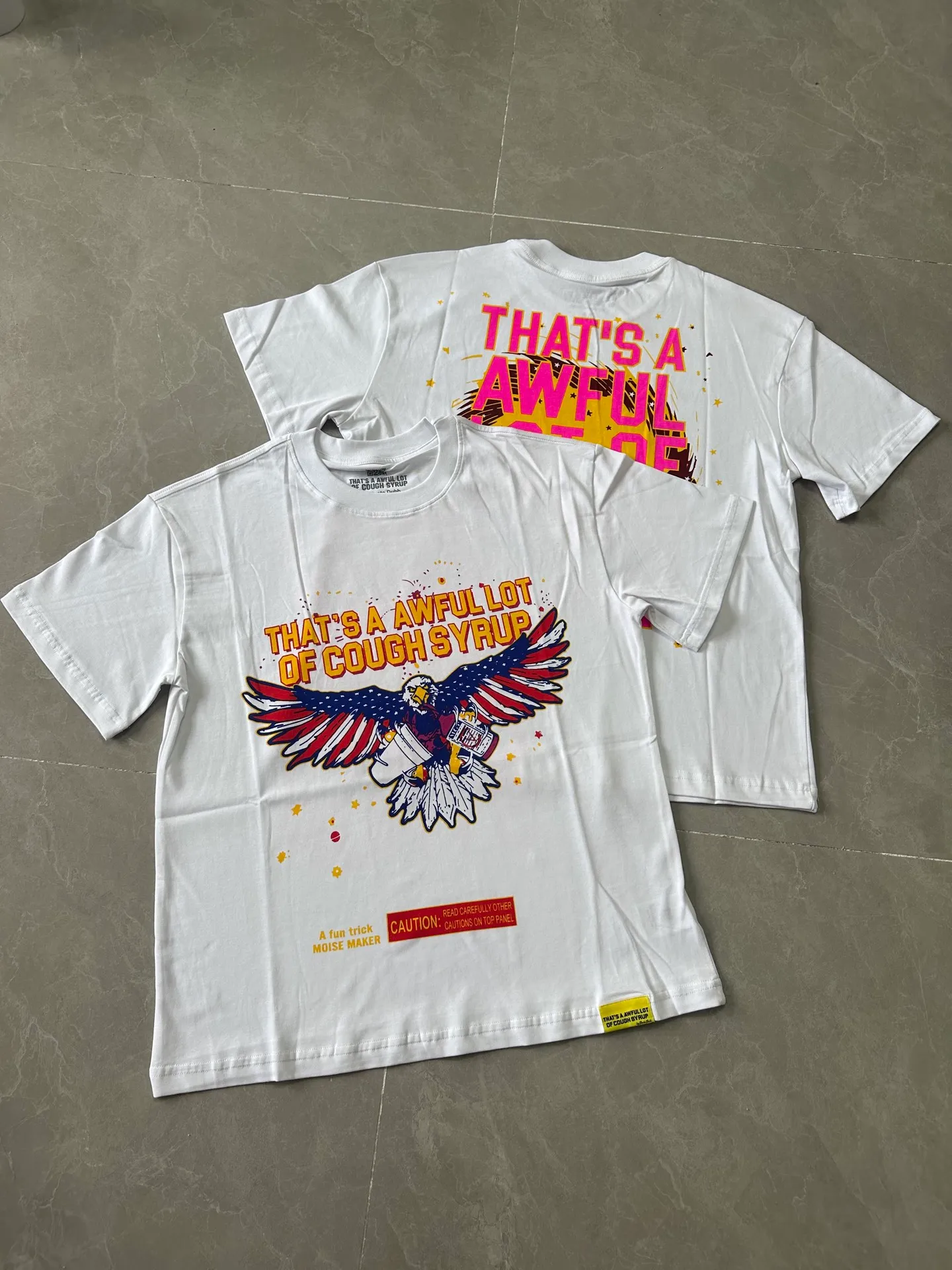 #White | THAT'S A AWFUL LOT OF COUGH SYRUP In Stock Real shot American simple trendy brand loose casual T-shirt Fabric (fabric): 32 counts Weight combed double yarn pure cotton Sizes (size): S-M L X L Color (colour): White
